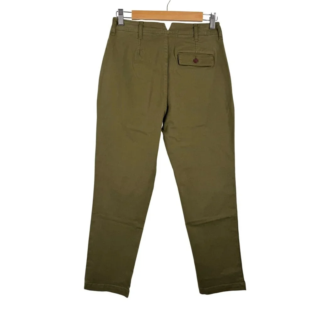 Alex Mill High waist Pleated Chino Pants Olive preppy 90s sz 2 - Picture 4 of 10
